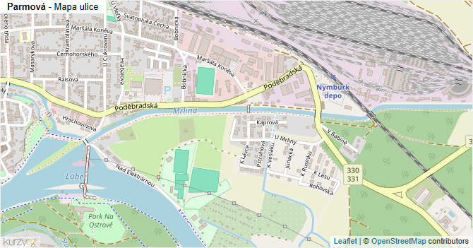 Parmová - mapa ulice