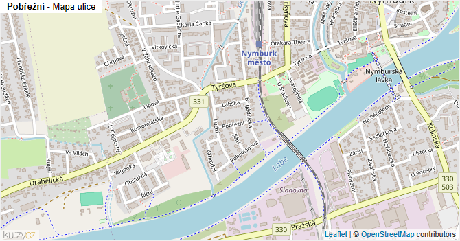 Pobřežní - mapa ulice