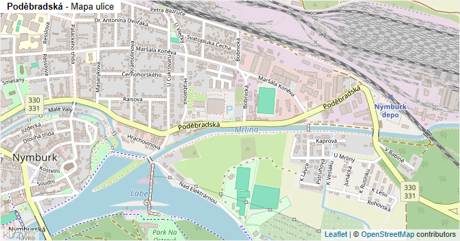 Poděbradská - mapa ulice