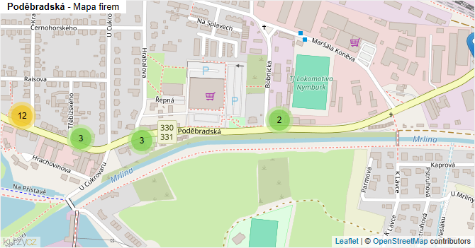 Poděbradská - mapa firem