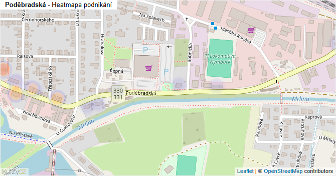 Poděbradská - mapa podnikání