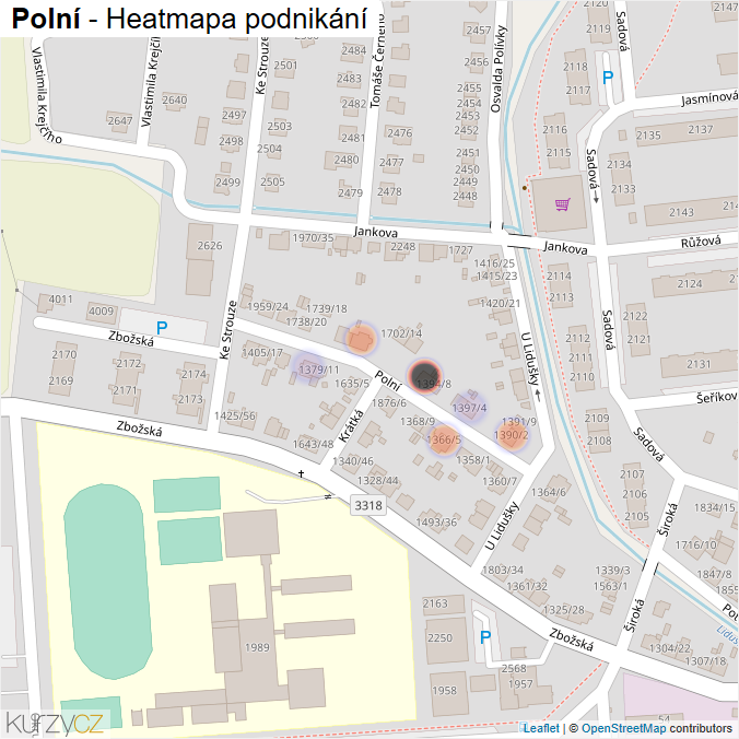 Mapa Polní - Firmy v ulici.