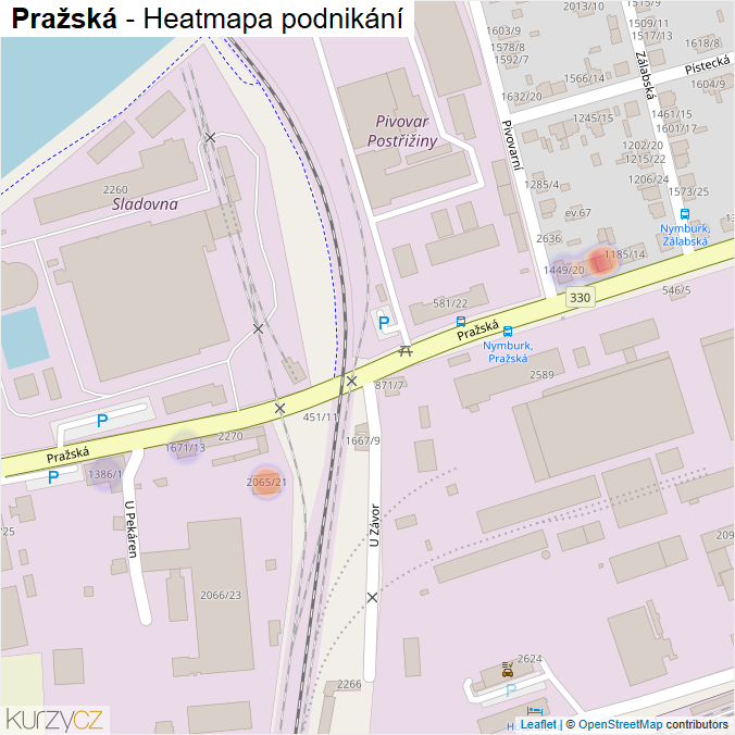 Mapa Pražská - Firmy v ulici.