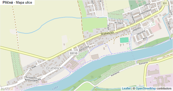 Příčná - mapa ulice