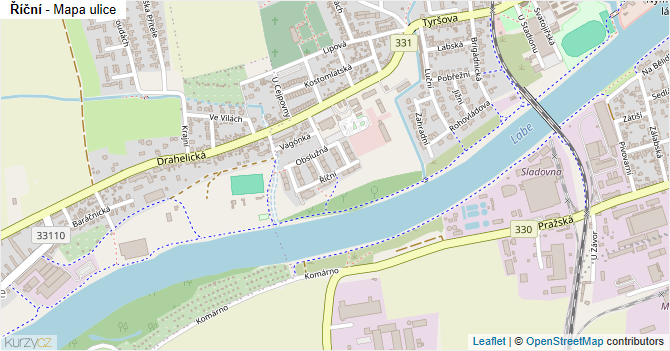 Říční - mapa ulice