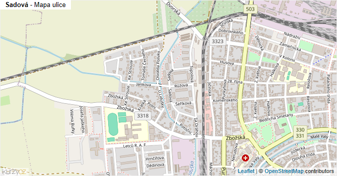 Sadová - mapa ulice