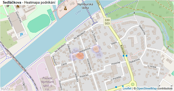 Sedláčkova - mapa podnikání