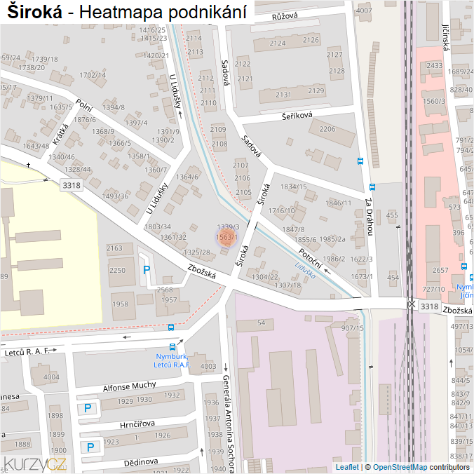 Mapa Široká - Firmy v ulici.