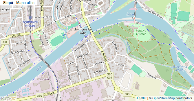 Slepá - mapa ulice