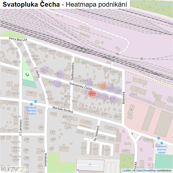 Mapa Svatopluka Čecha - Firmy v ulici.