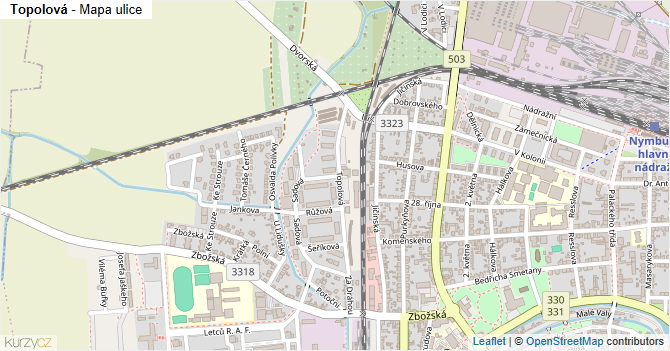 Topolová - mapa ulice