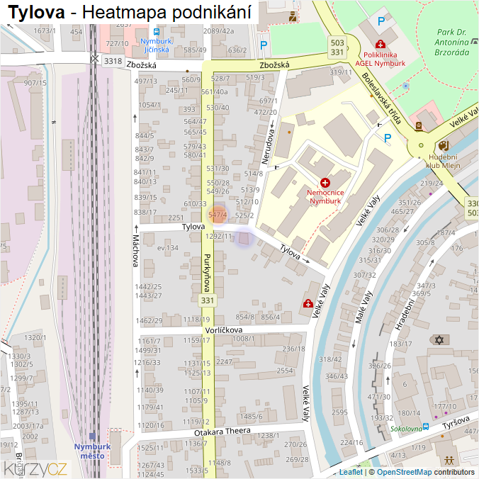 Mapa Tylova - Firmy v ulici.