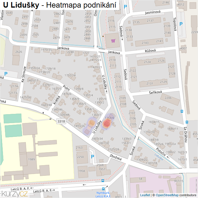 Mapa U Lidušky - Firmy v ulici.