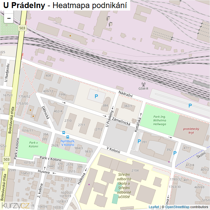 Mapa U Prádelny - Firmy v ulici.