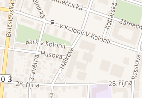 V Kolonii v obci Nymburk - mapa ulice