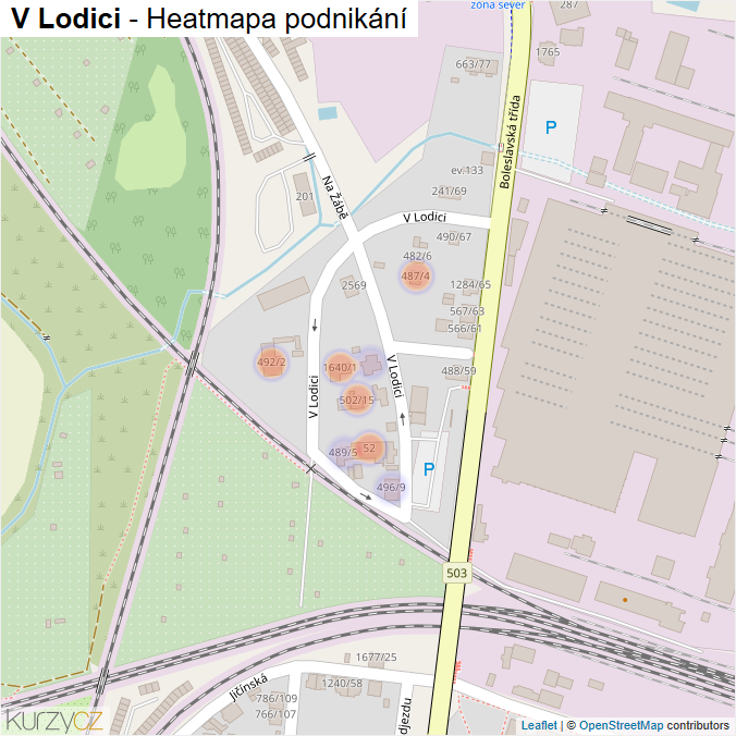 Mapa V Lodici - Firmy v ulici.