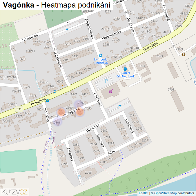Mapa Vagónka - Firmy v ulici.