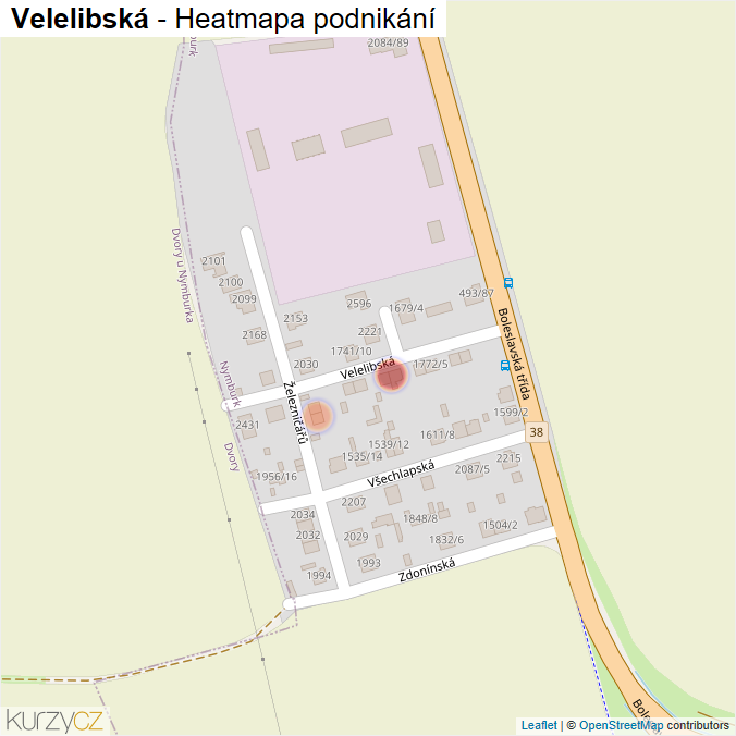 Mapa Velelibská - Firmy v ulici.