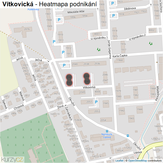 Mapa Vítkovická - Firmy v ulici.