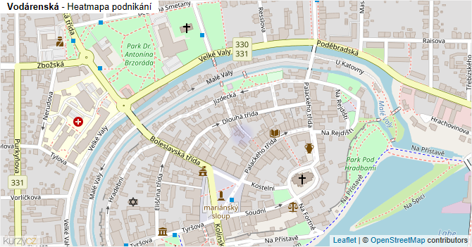 Vodárenská - mapa podnikání