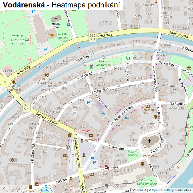 Mapa Vodárenská - Firmy v ulici.