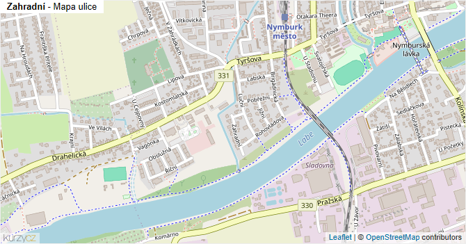 Zahradní - mapa ulice