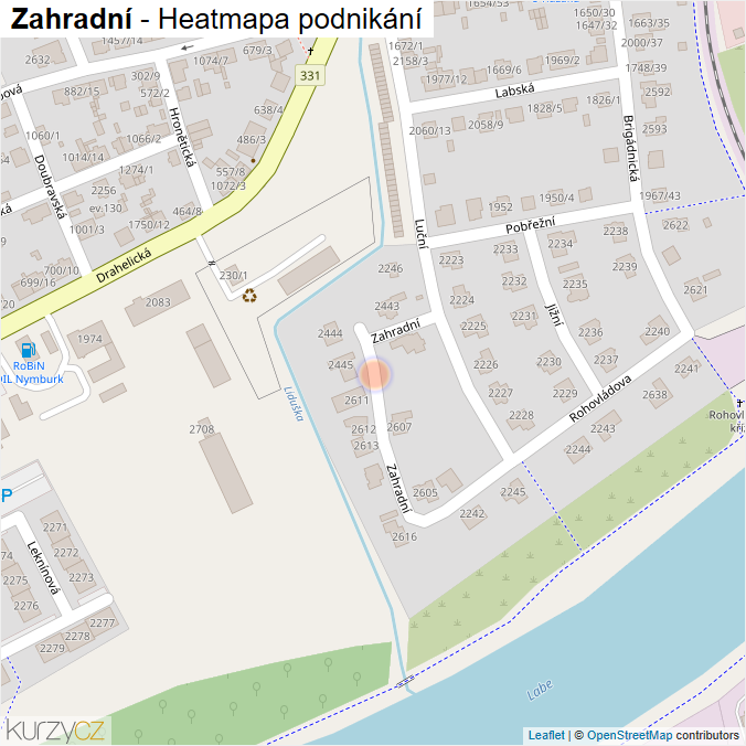 Mapa Zahradní - Firmy v ulici.