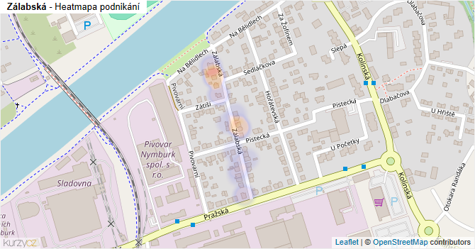 Zálabská - mapa podnikání
