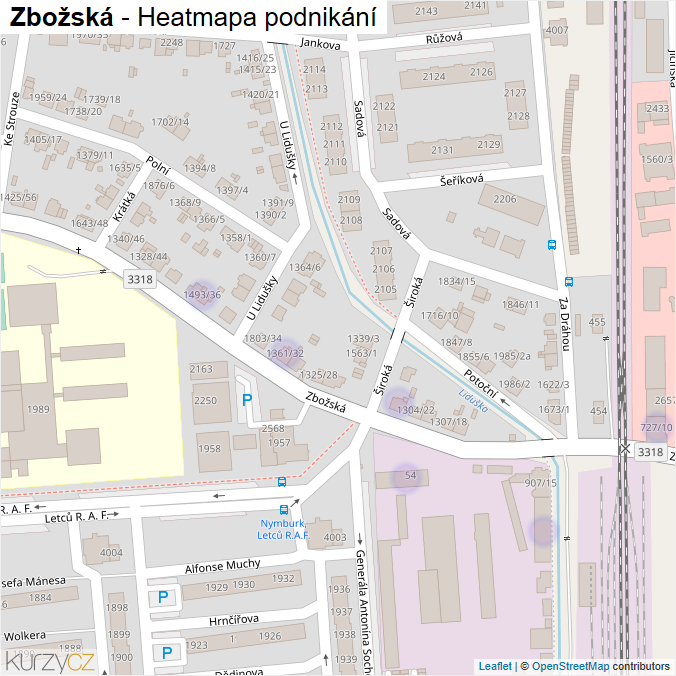 Mapa Zbožská - Firmy v ulici.