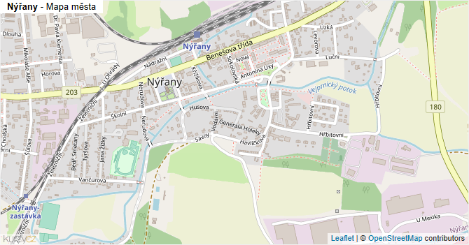 Nýřany - mapa města