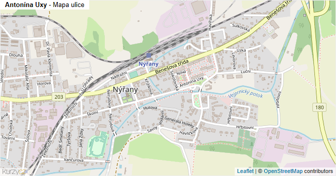 Antonína Uxy - mapa ulice