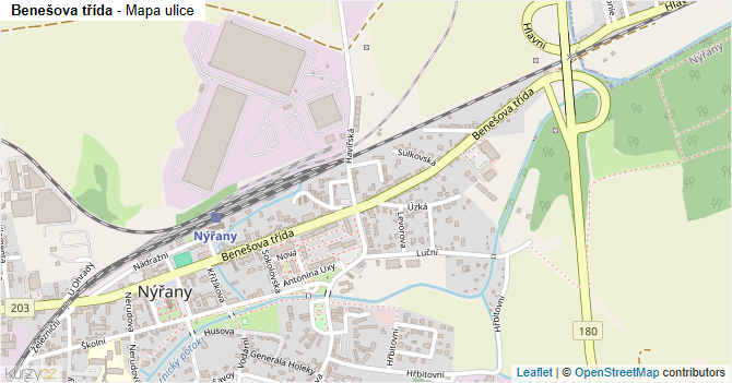 Benešova třída - mapa ulice