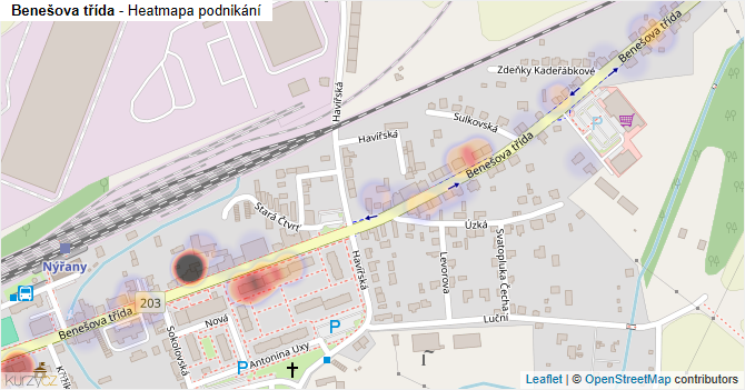 Benešova třída - mapa podnikání