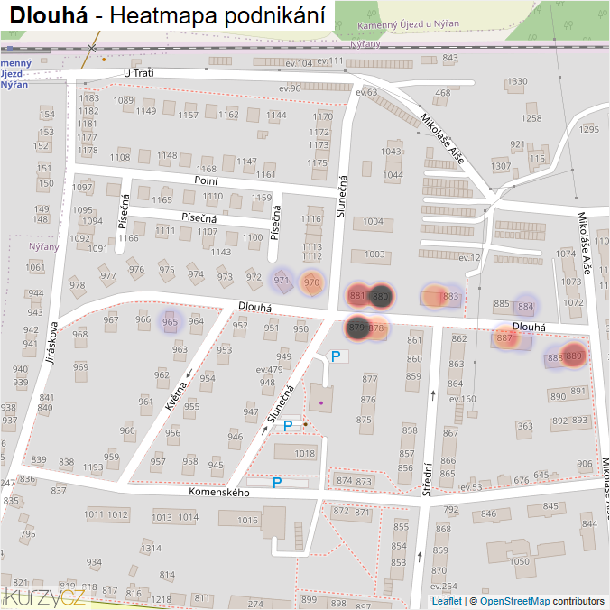 Mapa Dlouhá - Firmy v ulici.