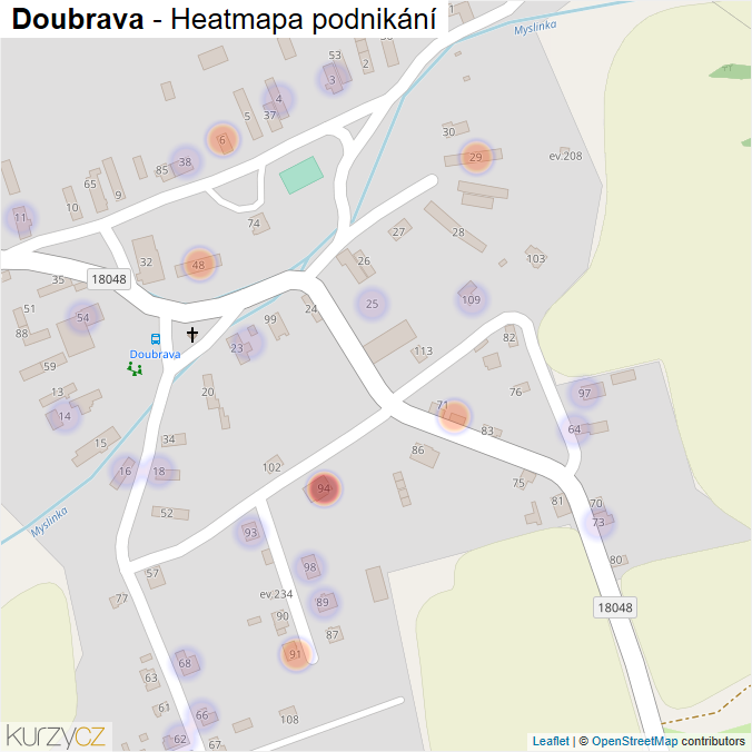 Mapa Doubrava - Firmy v části obce.