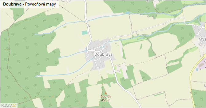 Doubrava - záplavové mapy stoleté vody