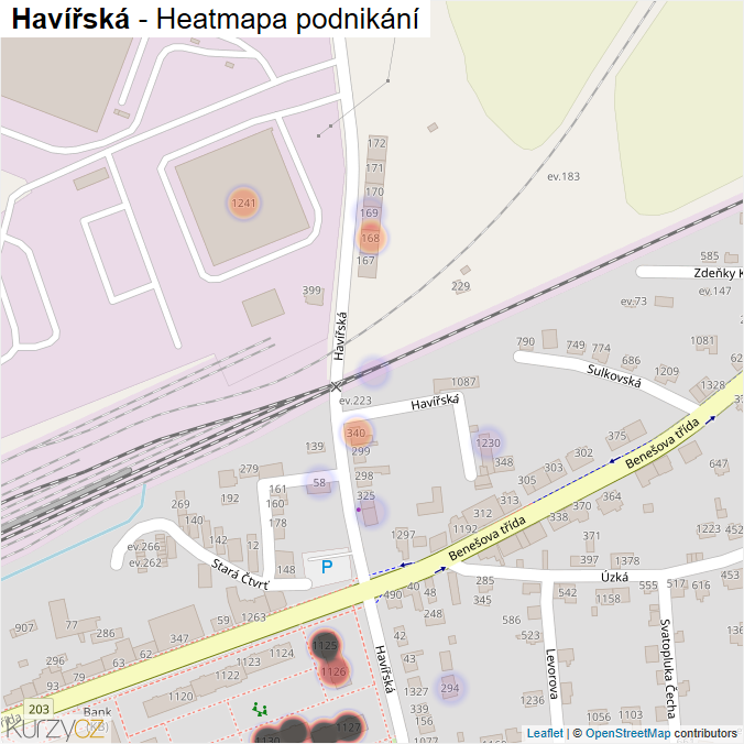 Mapa Havířská - Firmy v ulici.