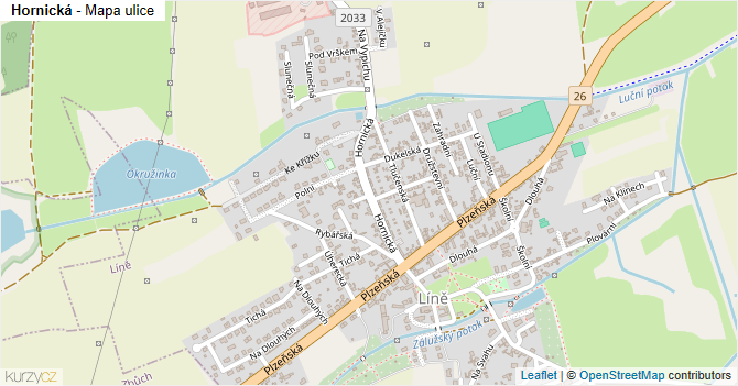 Hornická - mapa ulice