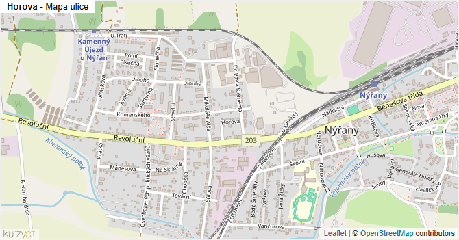 Horova - mapa ulice