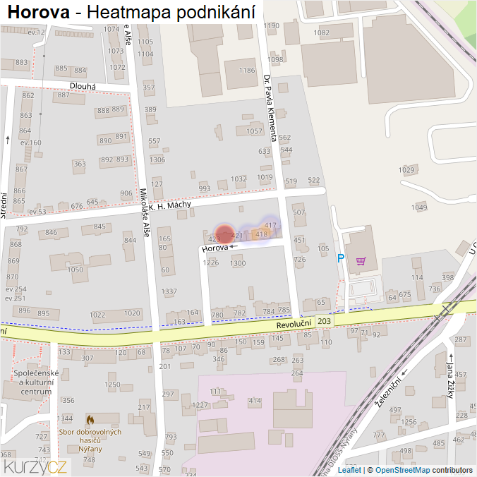 Mapa Horova - Firmy v ulici.