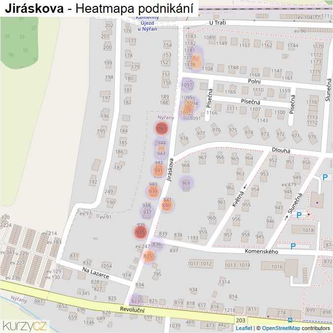 Mapa Jiráskova - Firmy v ulici.