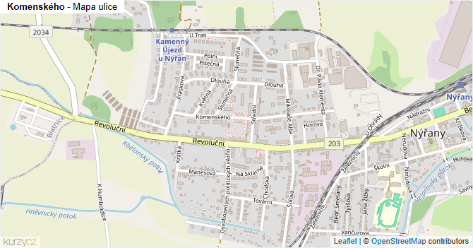 Komenského - mapa ulice