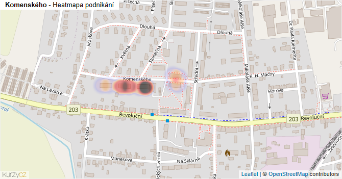 Komenského - mapa podnikání