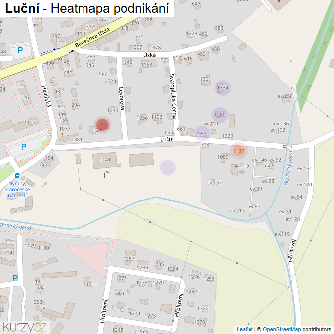 Mapa Luční - Firmy v ulici.