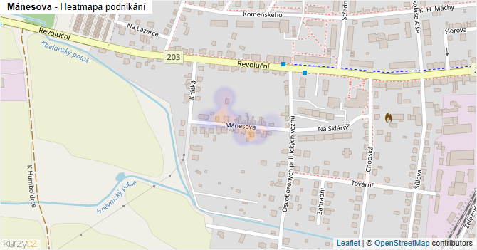 Mánesova - mapa podnikání