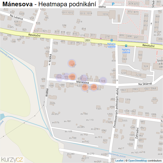 Mapa Mánesova - Firmy v ulici.