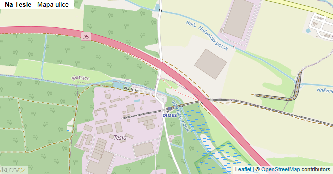 Na Tesle - mapa ulice