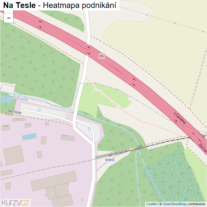 Mapa Na Tesle - Firmy v ulici.