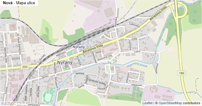 Nová - mapa ulice