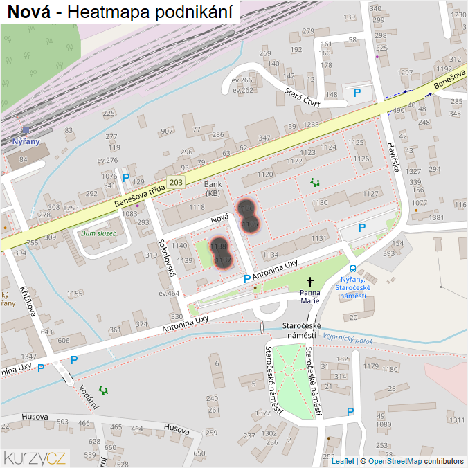 Mapa Nová - Firmy v ulici.